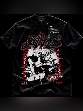 Evil Vice ‘Nail Head’ Skull Graphic Tee - Size L - NWT